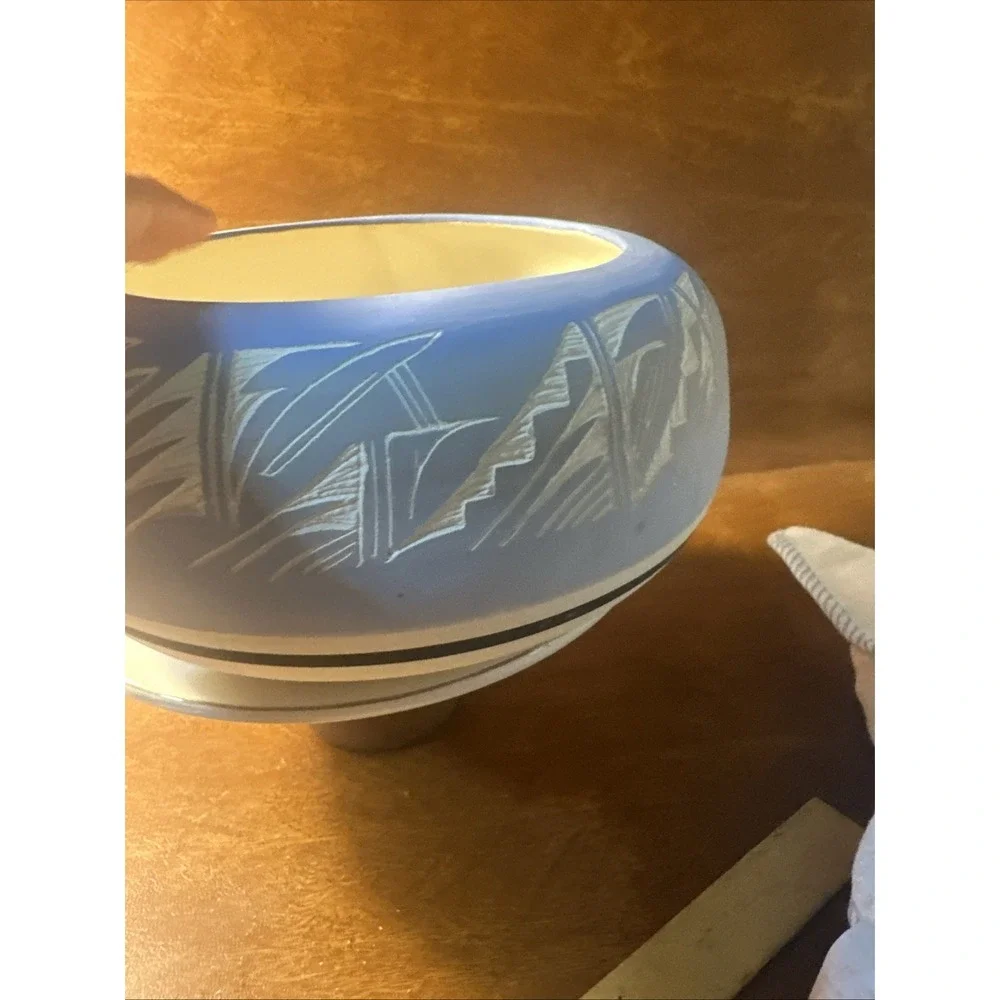 Glazed Purple and White  Pottery 8 inch Bowl by NHII USA   74